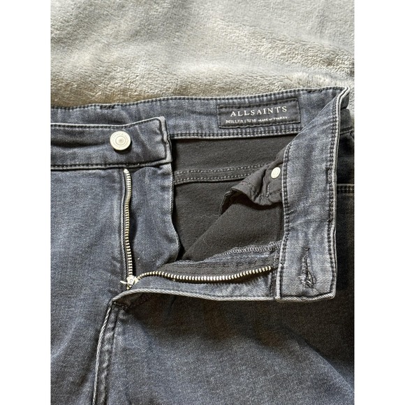 AllSaints Miller Jeans Womens 30 Charcoal Gray Skinny‎ Stretch Raw Step Hem - Picture 6 of 13